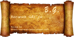Beranek Géza névjegykártya